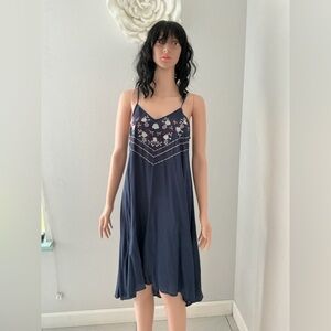 Kori Navy Chemise with Embroidery Sz S